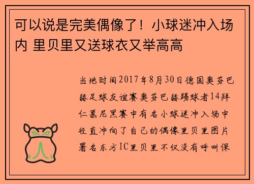 可以说是完美偶像了！小球迷冲入场内 里贝里又送球衣又举高高